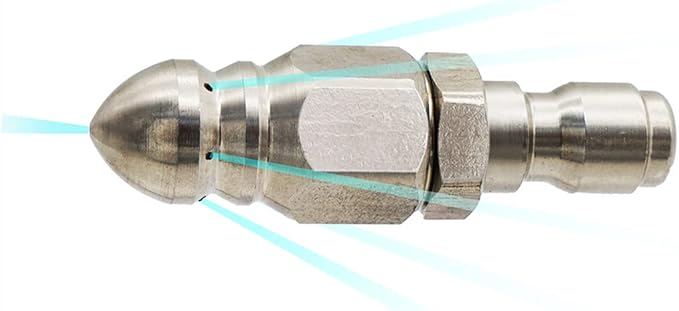MIZORLIE Pressure Washer Sewer Jetter Nozzle with Stainless Steel, Mini Compact Durable Sewer Jet Nozzle,Pressure Drain Jetter Hose Nozzle,1/4'' Quickly Connector, 5000 PSI (1 set)