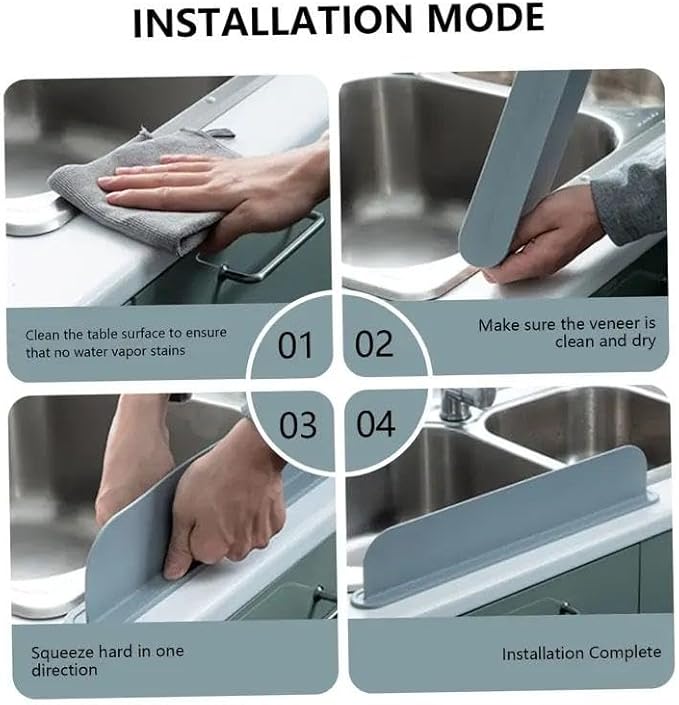 Sink Splash Guard - Water Splash Guard for Kitchen, Island and Bathroom -Secure Non-Slip Suction Cup Base - Dishwasher Safe, Sink Protectors for Kitchen Sink, Gray