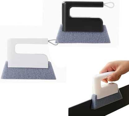 Magic Window Track Cleaner, 2026 Upgraded Window Groove Cleaning Brush Tools Set, Creative Handheld Cleaning Brush for Tile Grout Lines, Car Vents, Sliding Door Track (2, White+Black)