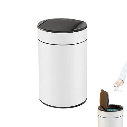 Garbage Can with Lid, Intelligent Sensor Opening and Closing, Small Garbage Can for Living Room, Bedroom, Kitchen and Bathroom (1, White)