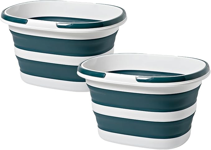 Goderewild Upgraded 16L Collapsible Bucket (2-Pack) - Lightweight & Portable Water Buckets for House Cleaning, Camping, and Storage - Space-Saving & Multi-Use (Blue)