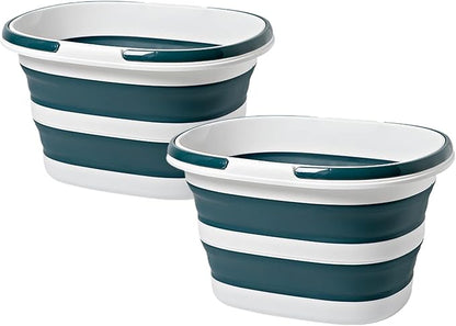 Goderewild Upgraded 16L Collapsible Bucket (2-Pack) - Lightweight & Portable Water Buckets for House Cleaning, Camping, and Storage - Space-Saving & Multi-Use (Blue)