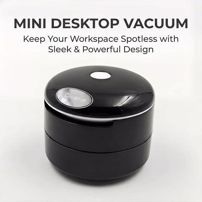 Desktop Vacuum Cleaner, Mini Portable Battery Powered Desktop Dust & Crumbs Sweeper for Keyboard, Desk, Home, Office and Car Cleaning, Black