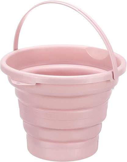 PATIKIL Collapsible Bucket 10L/2.6Gallon, Small Foldable Bucket Portable Plastic Round Tub for House Cleaning Car Washing Camping Fishing, Light Pink