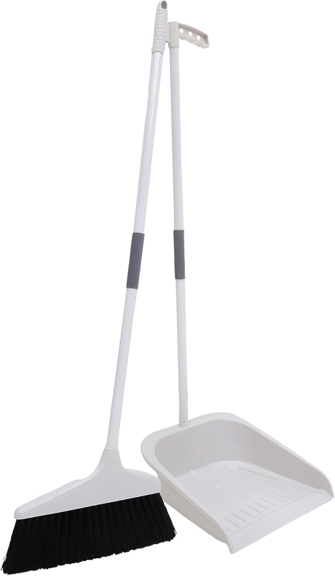 ULTECHNOVO Broom and Dustpan Set for Home - 35.43In Long Handle Soft Broom with Upright Dustpan Combo for Indoor Floor Cleaning Kitchen Office Use Heavy Duty Sweeping Tool