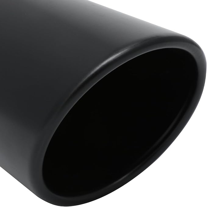 M-AUTO 5" Inlet and 7" Outlet Universal Muffler 15" Overall Length, Heavy Duty Stainless Steel Auto Accessories Roll and Angle Cut Tip for Car Pickup Trucks, Black