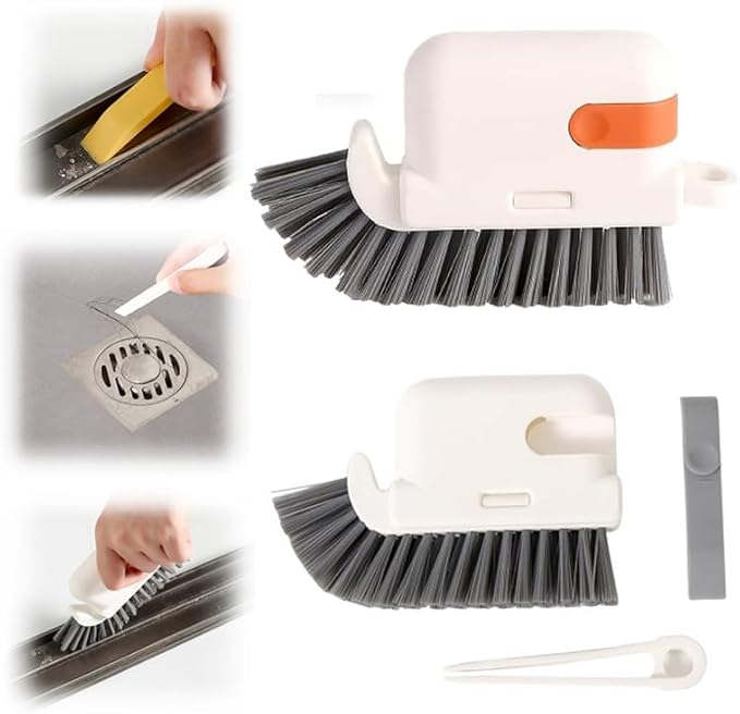 3-in-1 Removable Window Slot Brush, 2024 New Window Groove Cleaning Brush, Portable Window Track Cleaner Window Groove Cleaning Brush Tools with Hidden Scraper for Home Window Groove(Orange,2pcs)