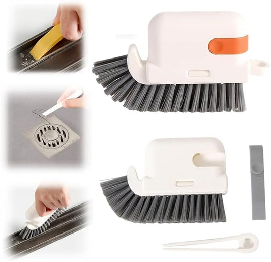 3-in-1 Removable Window Slot Brush, 2024 New Window Groove Cleaning Brush, Portable Window Track Cleaner Window Groove Cleaning Brush Tools with Hidden Scraper for Home Window Groove(Orange,2pcs)