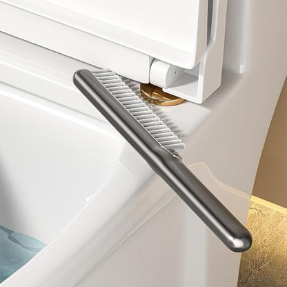 Generic Wall Mounted Toilet Brush Holder with Storage Rack, Grey ABS Plastic, Suction Cup Installation, 21x7.5x39cm, Bathroom Organizer