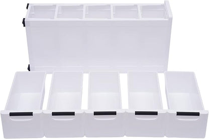 5 Drawers Narrow Slim Plastic Storage Cabinet,Storage Drawer with 4 Wheels,5 Tier Drawers Dresser,White