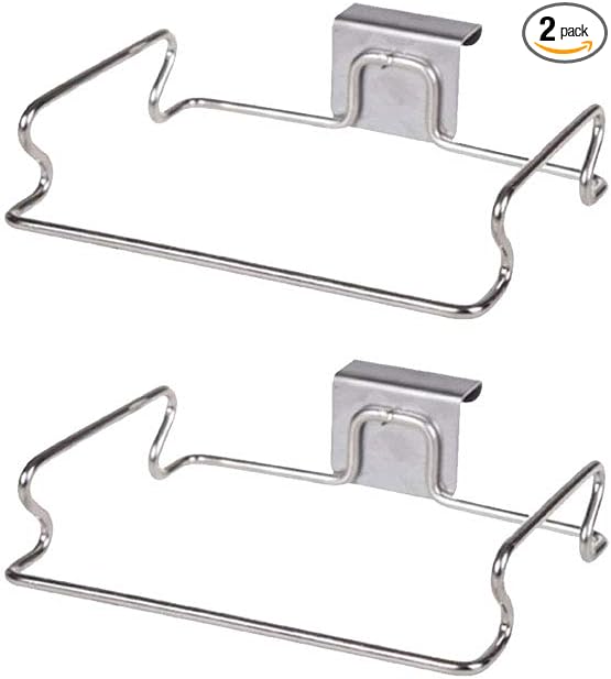 2 Pack Stainless Steel Trash Bag Holder, Garbage Storage Bags Rack, Hanging Garbage Bag Storage Organizer Rack for Kitchen Cabinets Doors and Cupboards Towel Gloves Hanger