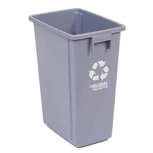 Global Industrial Indoor Recycling Container with Open Top, 15 Gallon Capacity, 12" W X 18" D X 24" H, Corrosion Resistant Polypropylene Construction, Gray