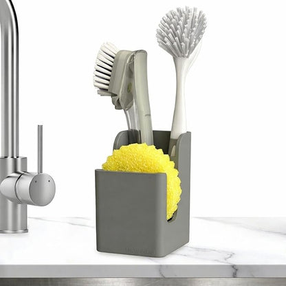 Spacewiser TidyNook Silicone Sink Caddy - Sponge Holder for Kitchen Sink, Dish Brush Holder, Fits Scrub Daddy Sponges, Scrub Mommy, and all Dish Sponges, Compact Kitchen Sinks Organizer Caddy, No Rust