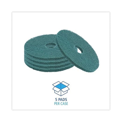 Boardwalk BWK4016GRE Standard Heavy-Duty Scrubbing Floor Pads, 16" Diameter, Green (Case of 5)