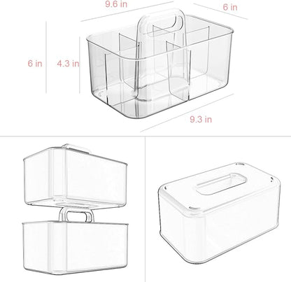 Vidifor Clear Thickened Portable Caddy Tote, Shower Caddy with Handle for Art Supplies, Makeup, Crafts, Colored Pencils, Sewing, Office Supplies (Clear)
