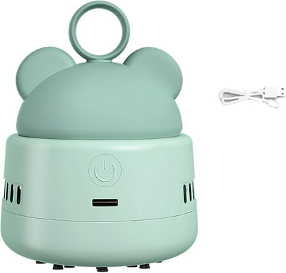 Mini Desktop Vacuum Cleaner Cute Cordless Table Dust Sweeper Cartoon Vacuum USB Rechargeable Battery Operated for Cleaning Dust Crumbs Hairs Scraps (Coral Blue)