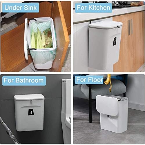 Kitchen Compost Bin for Counter Top or, Hanging Small Trash Can with Lid,Mountable Indoor Compost Bucket(C)
