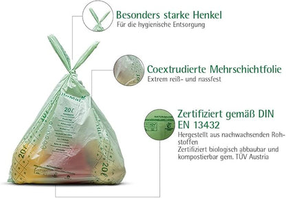 bioMat Compostable Trash Bags 4 Gallon, 50 Count, Small flat top Kitchen Food Scrap Bin Liners, BPI, CMA and OK Compost HOME certified, Meets the ASTM D6400 Standard