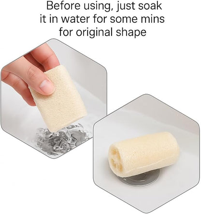 Loofah Body Scrubber Sponge 4-Pack - Natural Exfoliating Sponges for Bath & Shower, Biodegradable Luffa for Smooth & Glowing Skin, Spa Gift Set, Dye-Free, Vegan