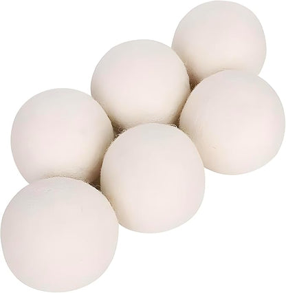 6 Pack Felt Dryer Balls – Wool Dryer Balls for Reducing Drying Time, Eliminating Static & Wrinkles, Removing Lint, Pet Hair, Odors – Reusable Cat Toy Included (Non-Food Use)