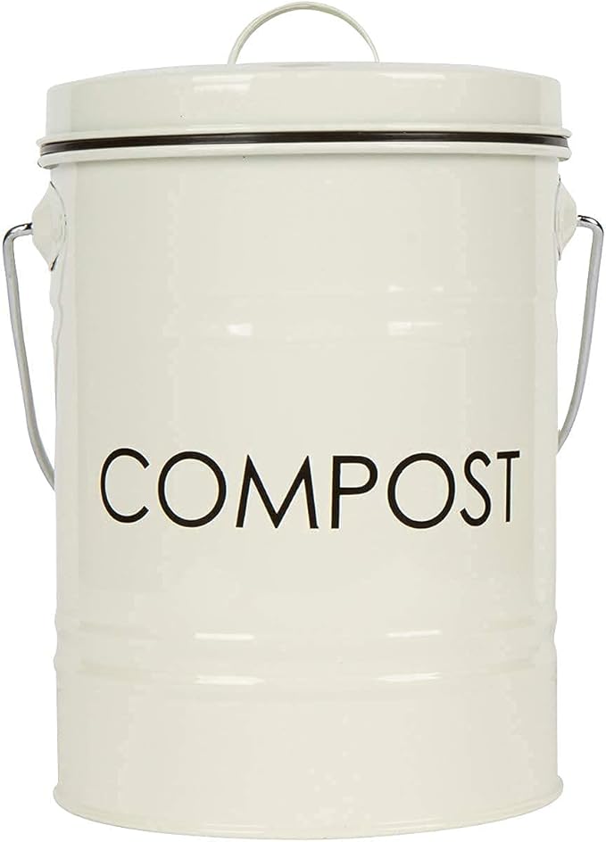 Kitchen Compost Bin (0.8 Gallon) - Rust Proof and Leak Proof Countertop Compost Bucket with Lid, No Smells Organic Waste Bin for Rustic Country and Farmhouse Style Kitchens