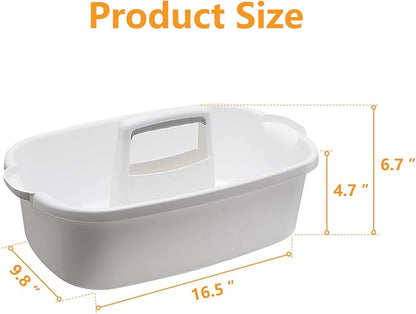 Goderewild 2 Pack Multi-Purpose Plastic Cleaning Caddy with Handle, Shower Caddy Organizer/Storage Basket/Totes Portable for Bathroom Supplies, Cleaning Products, Under Sink Tool, Housekeepers(White2)