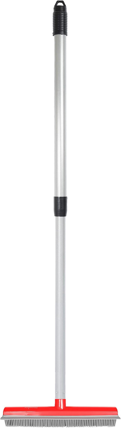 Stanley Home Products Rubber Broom with Adjustable Handle – for Carpets Floors Stairs Upholstery – Electrostatic Action Removes Pet Hair Lint Fuzz Dirt – Built-in Squeegee Tackles Wet Messes