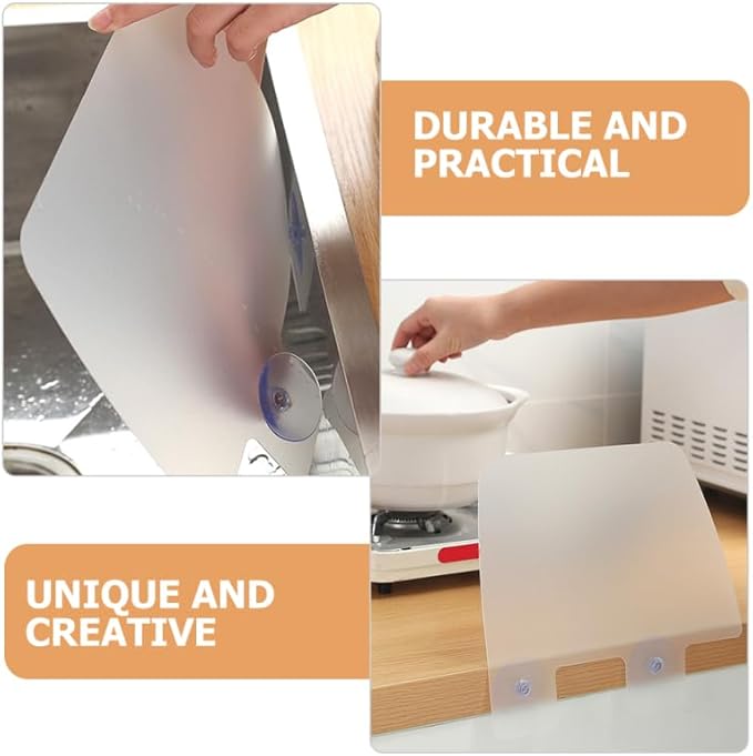 Angoily Kitchen Sink Splash Guards 4-Pack Water Barrier Baffle Boards with Suction Cups Oil Resistant Sink Water Shield Accessories 11.22X9.84In for Splash Prevention and Easy Cleaning