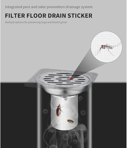50 Pack Disposable Shower Drain Hair Catcher with Scrapper - Mesh Stickers for Bath, Bathtub, Bathroom, Kitchen Sink, Laundry - Hair Catcher Shower Drain for Human & Pet Hair