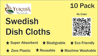 Swedish Dish Cloths - 10 Pack Reusable Kitchen Dishcloths - Ultra Absorbent Dish Towels for Washing Dishes - Cellulose Sponge Cloth Cleaning Rag (Blue)