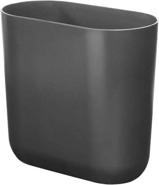 iDesign Small Slim Plastic Bathroom Trash Can, Garbage Can for Bedroom, Office, Desk, Dorm, Gray