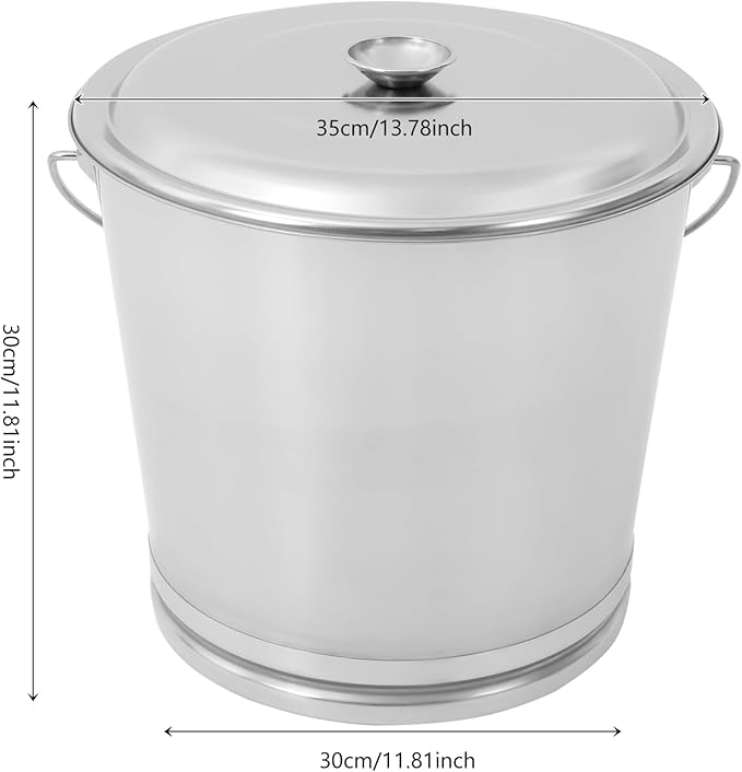 20L/21Qt Large Stainless Steel Compost Bucket Metal Milk Pail with Lid & Handle, Compost Bin Kitchen Scrap Buckets Food Waste Slop Storage Container Buckets Garbage Pail Trash Can
