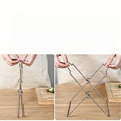 Tabletop Trash Bag Holder-Folding Stainless Steel Trash Bag Holder 11" Garbage Storage Metal Bracket for Countertop,Kitchen,Waste,Living Room,Dining Room,Bar Counter,Indoor Outdoor (Sliver)
