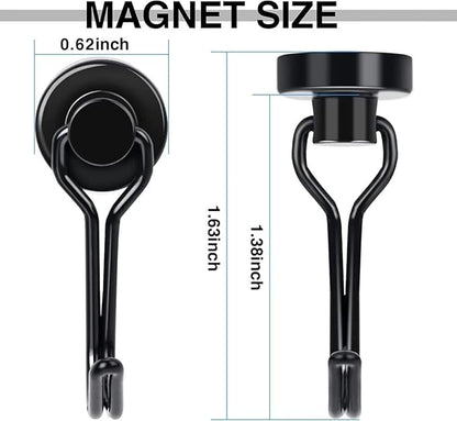 E BAVITE Magnetic Hooks, 30lbs+ Magnet Hook 2026 Cruise Cabin Ship Essentials Heavy Duty Strong Magnets Refrigerator Fridge Hanging for Classroom Beach Vacation Kitchen Grills Home 6pcs (Black)