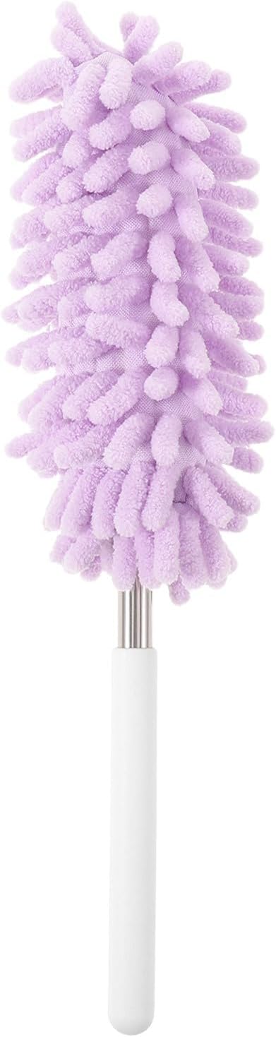 Extendable Dusting Wand with Extendable Pole and Bendable Head, 27-76cm/10.6-30'' Washable Furniture Duster Retractable Duster with Handle for Cleaning