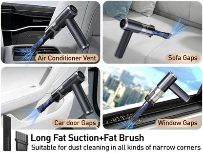 Mini Car Vacuum Portable Cordless, 20000PA Powerful Suction,7800mAh,High Power, LED Light, Dual Filter, Car Vacuum Cleaner & Air Duster for Home, Desk, PC, Keyboard