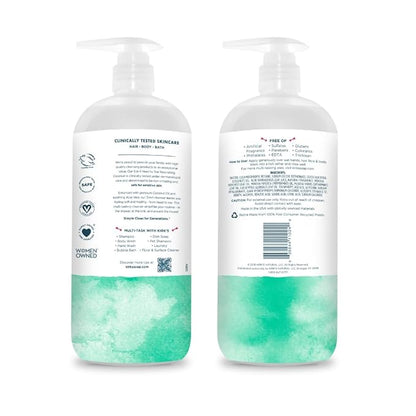 Kirk's Mint and Eucalyptus 3-in-1 Nourishing Cleanser, Shampoo Body Wash Bubble Bath, Coconut Oil and Aloe Vera, Vegan Non-GMO, 32 Fl Oz