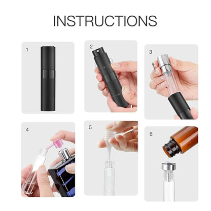 LISAPACK 8ML Atomizer Perfume Spray Bottle for Travel (3 PCS) Empty Cologne Dispenser, Portable Sprayer Travel Essentials for Men and Women (Black)