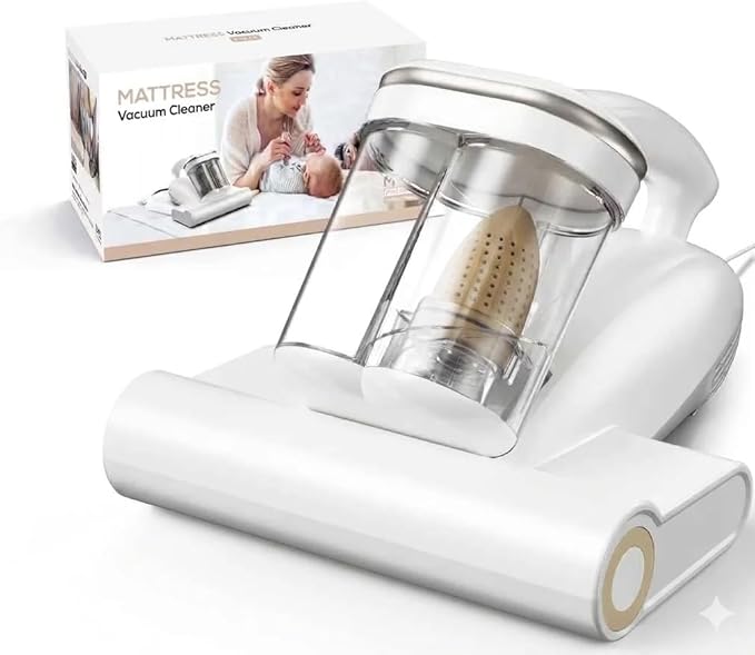 16Kpa Handheld Mattress Vacuum Cleaner, UV Light for Deep Cleaning Beds & Sofas(White Grey)