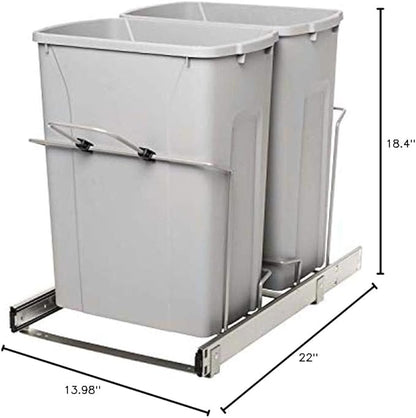 Knape & Vogt RS-PSW15-2-35-R-P in-Cabinet, 18.4 14.25 22-Inch Pull Out Trash Can, Platinum