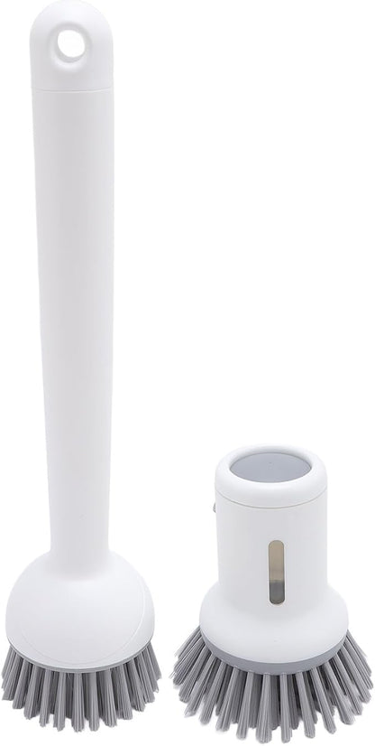 ZJchao 2 Pcs Soap Dispensing Handle and Palm Brush Set, Efficient Rotating Head Dish Scrub Brush for Kitchen, High Efficiency Stain Removal, Comfortable Cleaning Experience,