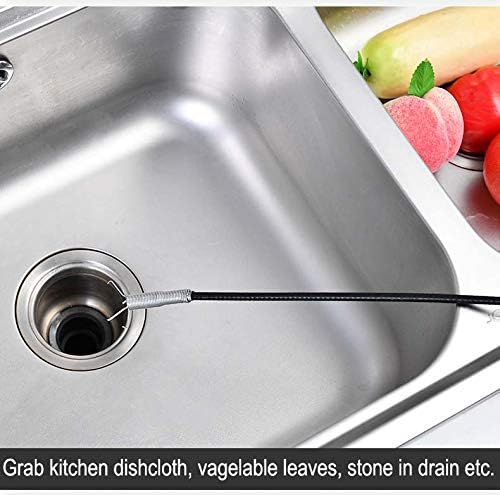 Drain Snake Drain Clog Remover Flexible Grabberable Pick Up Cleaning Tool Reacher Claw Stick, Drain Auger Grab Trash Hairs from Drain,Sink,Bathroom Tub Toilet Hose (24 Inch Drain Snake)