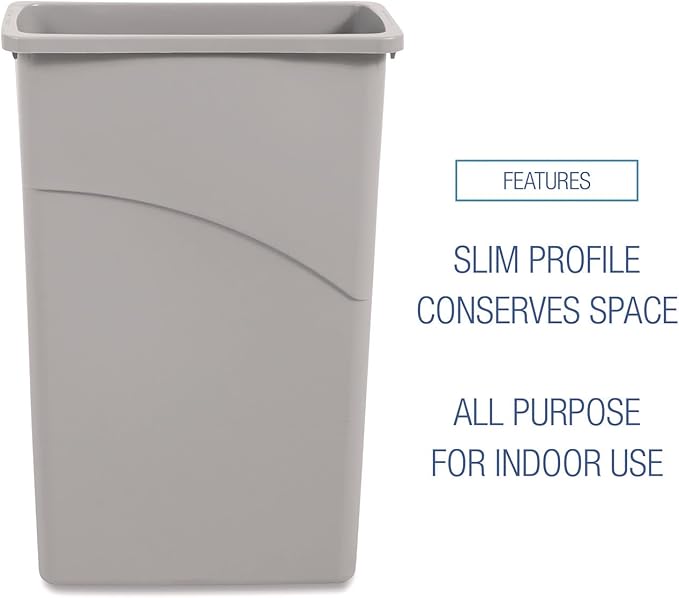 Boardwalk Slim Garbage Can, 30" Plastic Waste Container, 23 Gallon Capacity, Commercial Indoor, Made in The USA