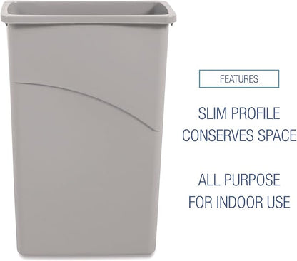 Boardwalk Slim Garbage Can, 30" Plastic Waste Container, 23 Gallon Capacity, Commercial Indoor, Made in The USA