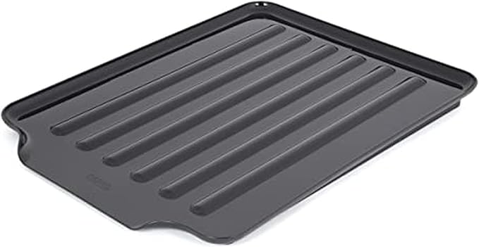 Copco Large Black Drain Board Fits Under Any Large Dish Rack to Catch Water or for Larger Pots Alone, Angled Base Allows for Self Draining with Raised Ribs to Prevent Water from Puddling