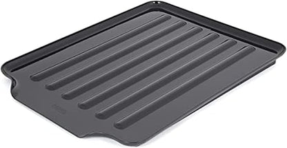 Copco Large Black Drain Board Fits Under Any Large Dish Rack to Catch Water or for Larger Pots Alone, Angled Base Allows for Self Draining with Raised Ribs to Prevent Water from Puddling