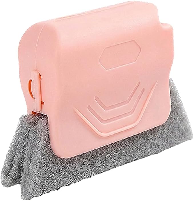 Runsgo Window Track Cleaner, Handheld Cleaning Brush Set, for Window Slides Grooves, Tile Grout Lines, Shutter Slats, Car Ac Vents & Narrow Gaps (Mixed-3pcs) (Pink)