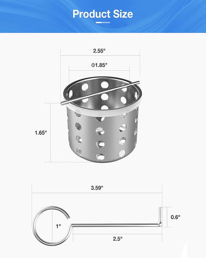 Shower Drain Strainer with Drain Key Lifting Hook,304 Stainless Steel Hair and Debris Catcher Suitable for Square/Linear Shower Drain Outlet with a 2" Diameter, Floor Drain Hair Trap