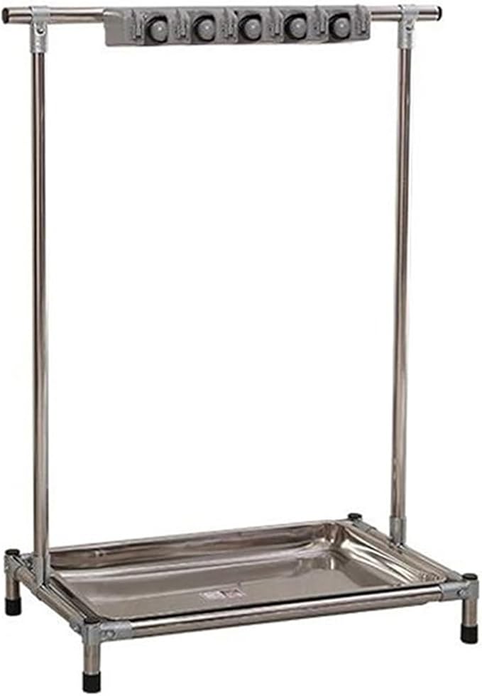 Broom and Mop Holder Put Wet Mops,Yard Tool Storage and Organizers,Freestanding,with 5 Card Slots and 6 Hooks(66x42x105cm)