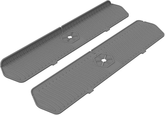 2 Pack Kitchen Faucet Sink Splash Guard, 24" x 5.6'' Upgrade Silicone Faucet Water Catcher Mat, Sink Draining Pad Behind Faucet, Rubber Drying Mat for Countertop, Bathroom, Farmhouse, RV (Grey)